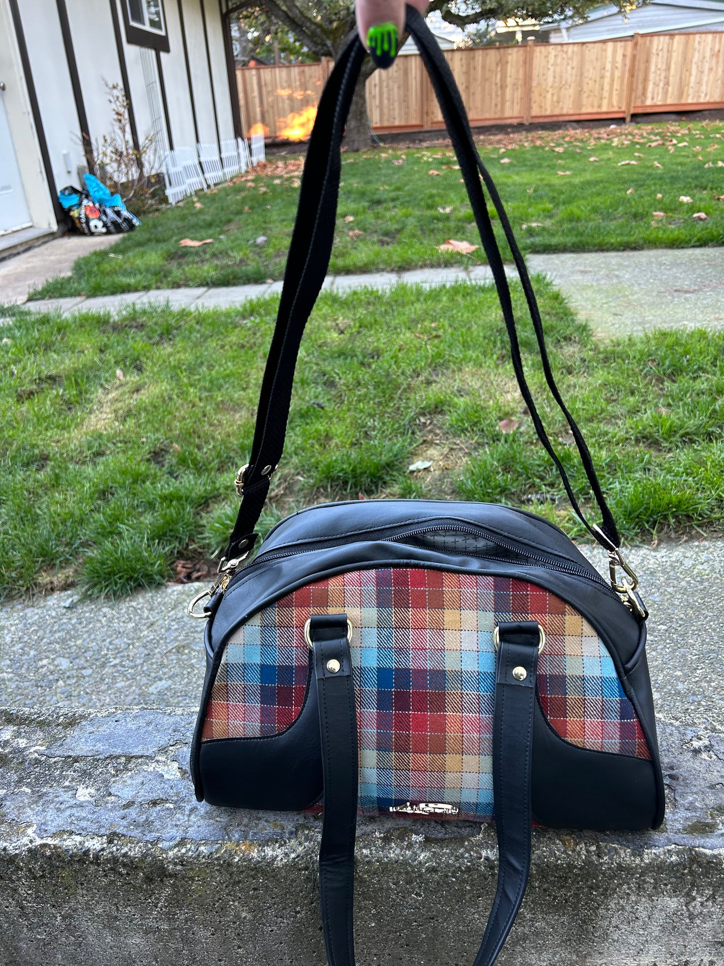 Plaid Wool Bowler Bag