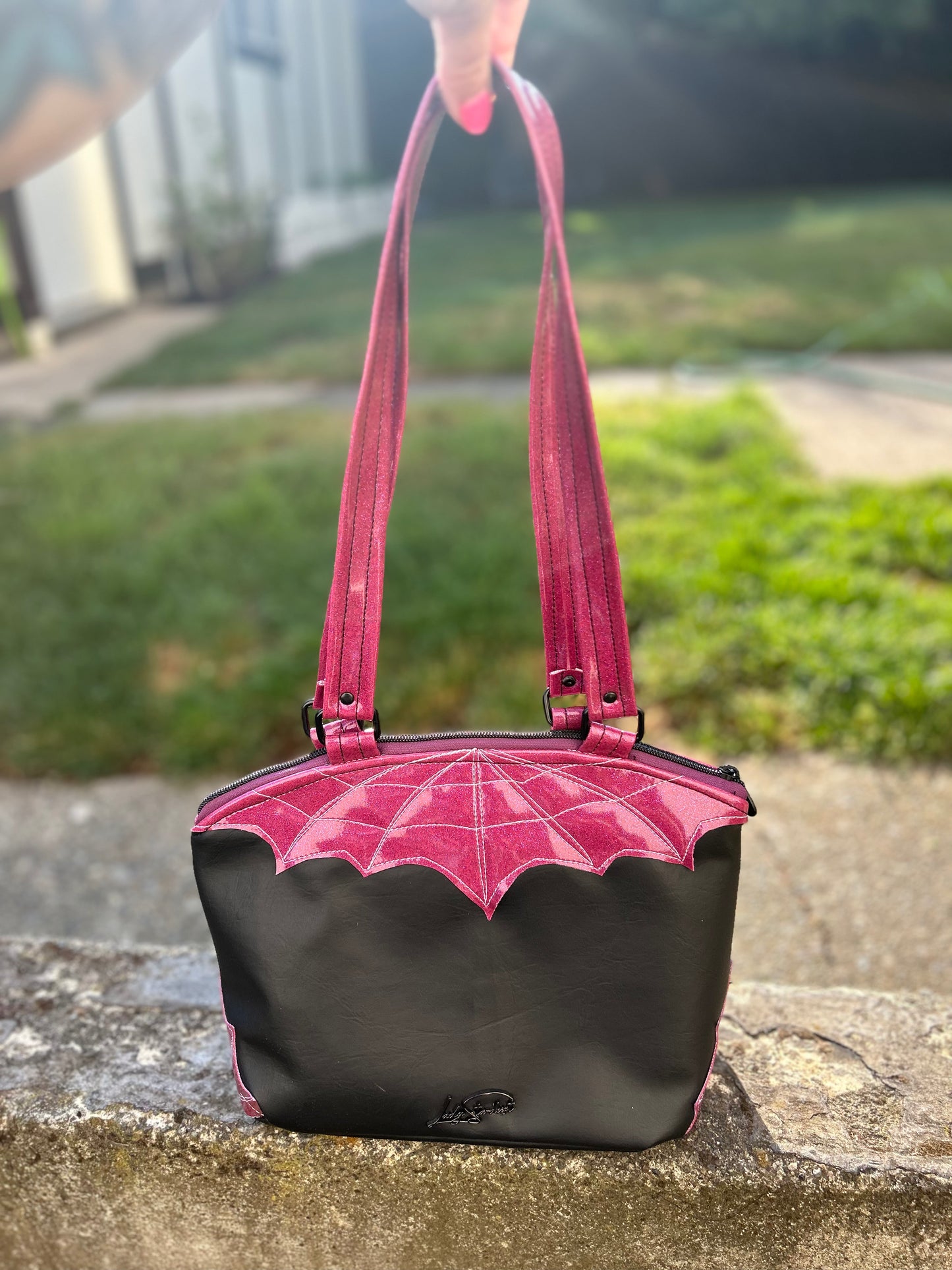 Purple Webbed Shoulder Bag