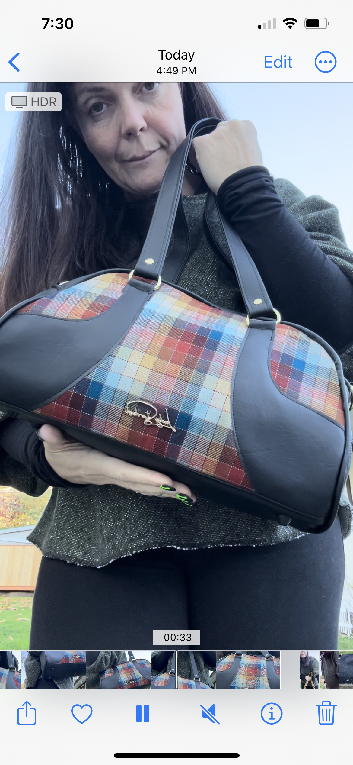 Plaid Wool Bowler Bag