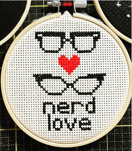 Nerd Love Cross Stitch Ornament