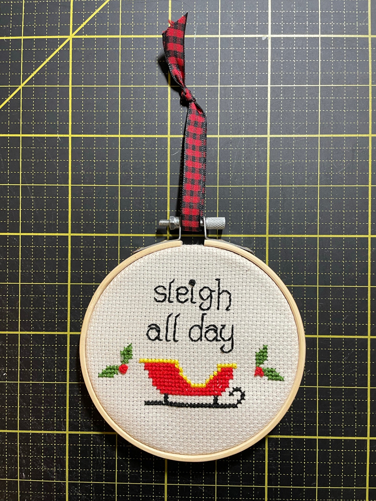 Sleigh All Day Cross Stitch Ornament